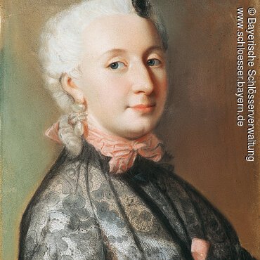 Pastell, Porträt der Markgräfin Wilhelmine von Bayreuth, Jean-Etienne Liotard, um 1745, Inv.BayNS.G 89. Bayreuth, Neues Schloß, R.1.03