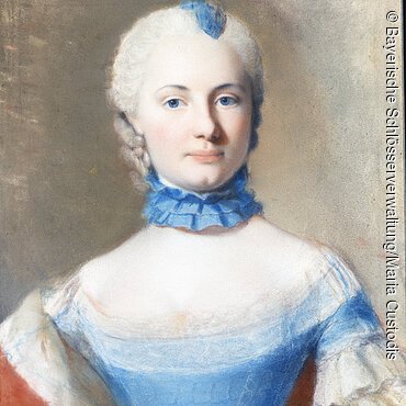 Pastell, Porträt der Elisabeth Friederike Sophie von Brandenburg-Bayreuth, Jean Etienne Liotard, um 1745, Inv.-Nr. BayNS.G 90. Bayreuth, Neues Schloﬂ, R.1.03