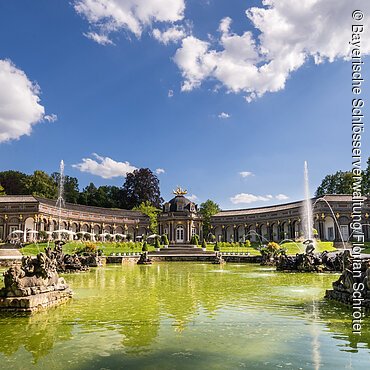 Neues Schloss, Blick über Grosses Bassin auf den Sonnentempel (AF 21), Bayreuth, Eremitage