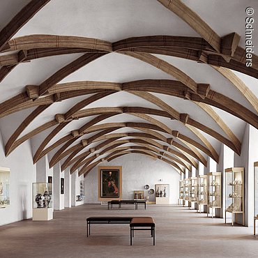 Residenz, Ansbach, Gotische Halle mit Porzelllansammlung