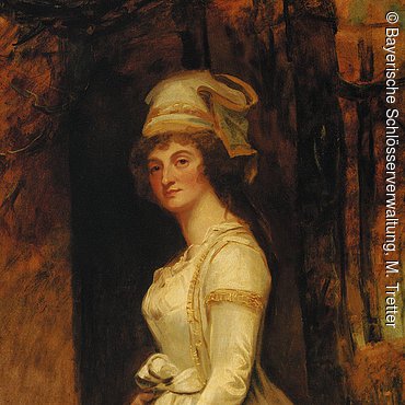 Gemälde, Porträt Lady Craven, Markgräfin von Ansbach, England, G. George Romney, 1797, AnsRes.G0022. Ansbach, Residenz, Dienerschaftszimmer (R.16)