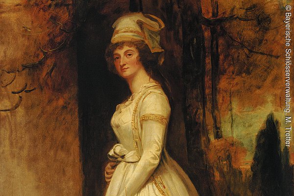 Gemälde, Porträt Lady Craven, Markgräfin von Ansbach, England, G. George Romney, 1797, AnsRes.G0022. Ansbach, Residenz, Dienerschaftszimmer (R.16)