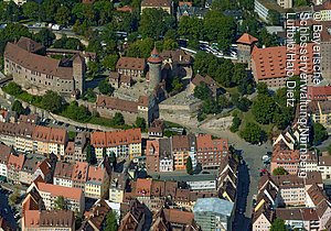 Nürnberg Kaiserburg, Luftbild der Kaiserburg von Süden